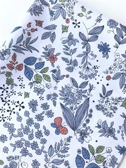 Ткань Серые листочки и бабочки на белом, 40*50 см - фото 8131