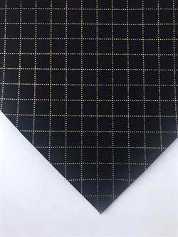 Переплетный кожзам Черный с золотой перфорацией, 35*50 см - фото 8322