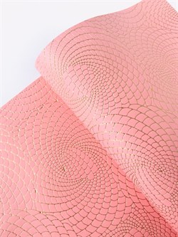 Переплетный кожзам Золотой узор на розовоперсиковом - фото 8328