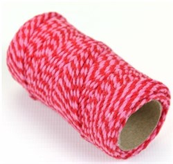 Шнур двухцветный хлопковый с розовым, 2 мм, SHDH020r - фото 8581