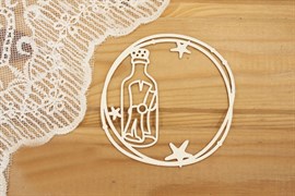 Чипборд для скрапбукинга Бутылка с картой в рамке, арт.PSH106