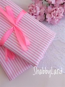 Ткань Розовые тонкие полоски на белом, 40*50 см