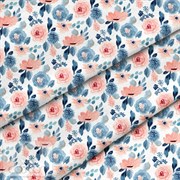 Ткань для рукоделия Розовые и синие цветы, арт. 5313