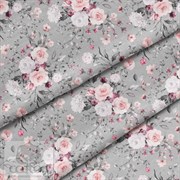 Ткань для рукоделия Букеты роз на сером, арт. 5864