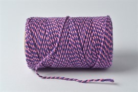 Шнур двухцветный хлопковый с фиолетовый, 2 мм, SHDH020f